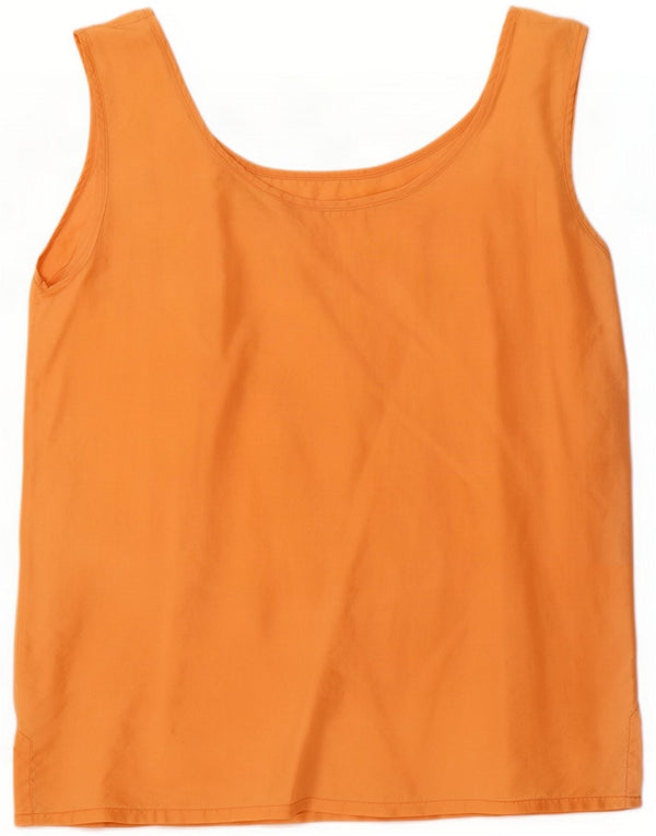 Vintage γυναικεία αμάνικη μπλούζα UK 14 Medium Orange Silk