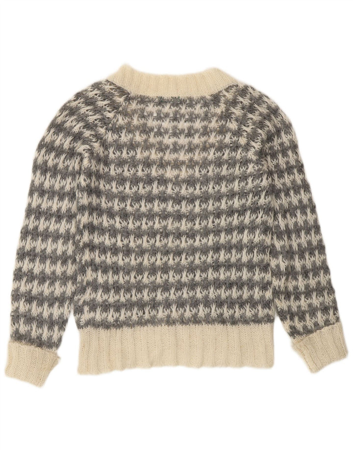 Benetton γυναικείο πουλόβερ με λαιμόκοψη UK 14 Medium Grey Houndstooth