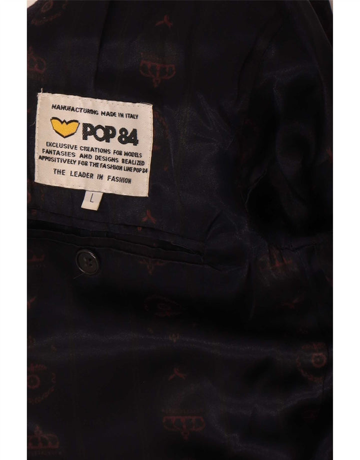 POP 84 Ανδρικό σακάκι blazer 2 κουμπιών UK 40 μεγάλο μαύρο