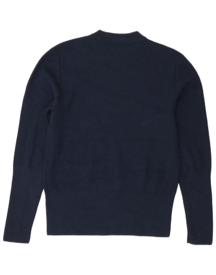 Cos Womens Crew Neck Jumper πουλόβερ UK 14 Medium Navy Blue Wool