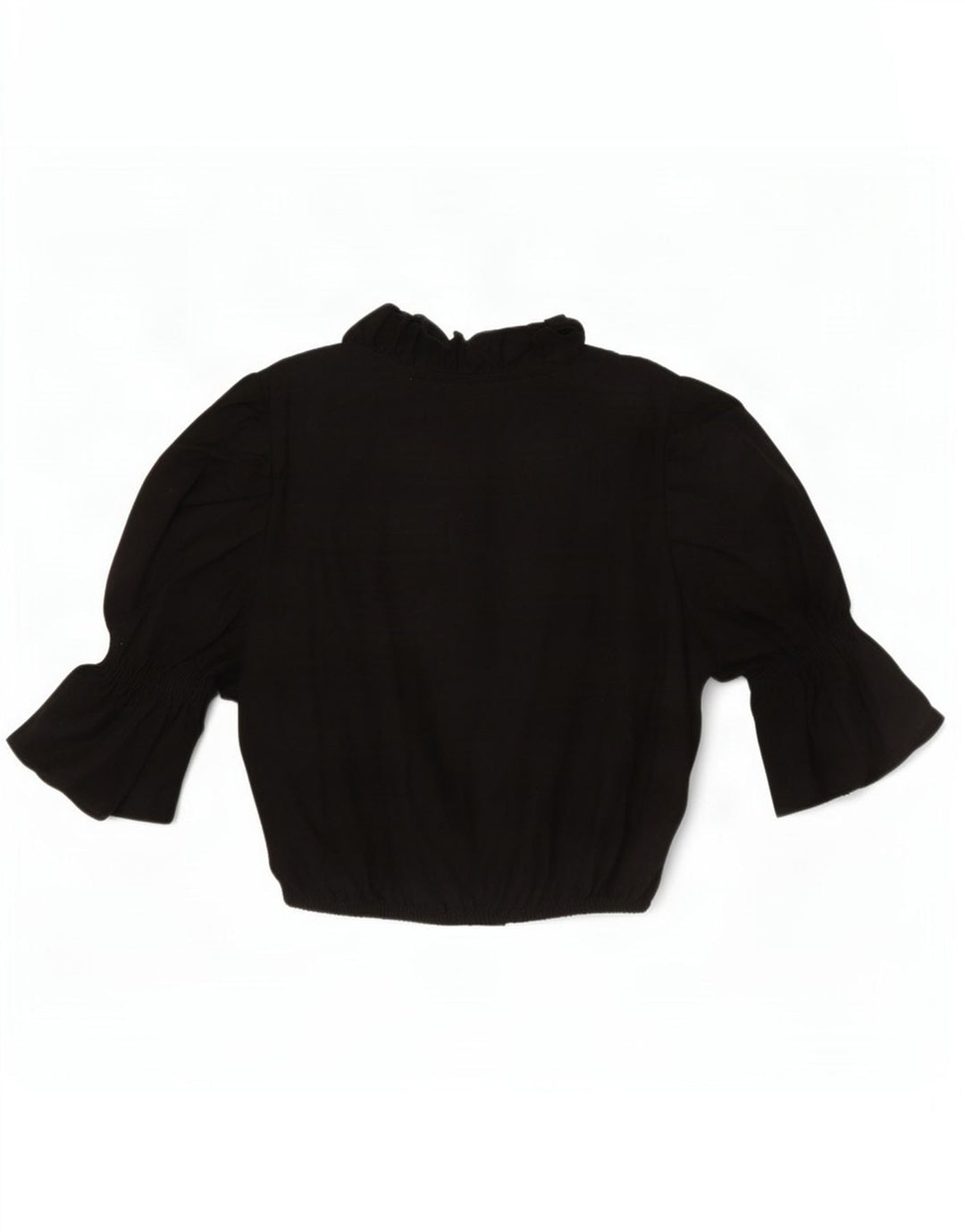 Alpenmarchen Γυναικεία μπλούζα με βολάν μπροστά Crop Top EU 40 Medium Black