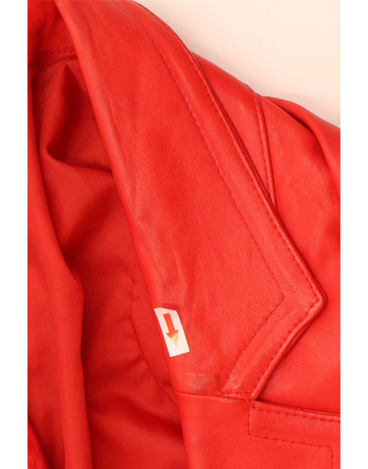 Vintage Γυναικείο Oversized Δερμάτινο Παλτό UK 18 XL Κόκκινο