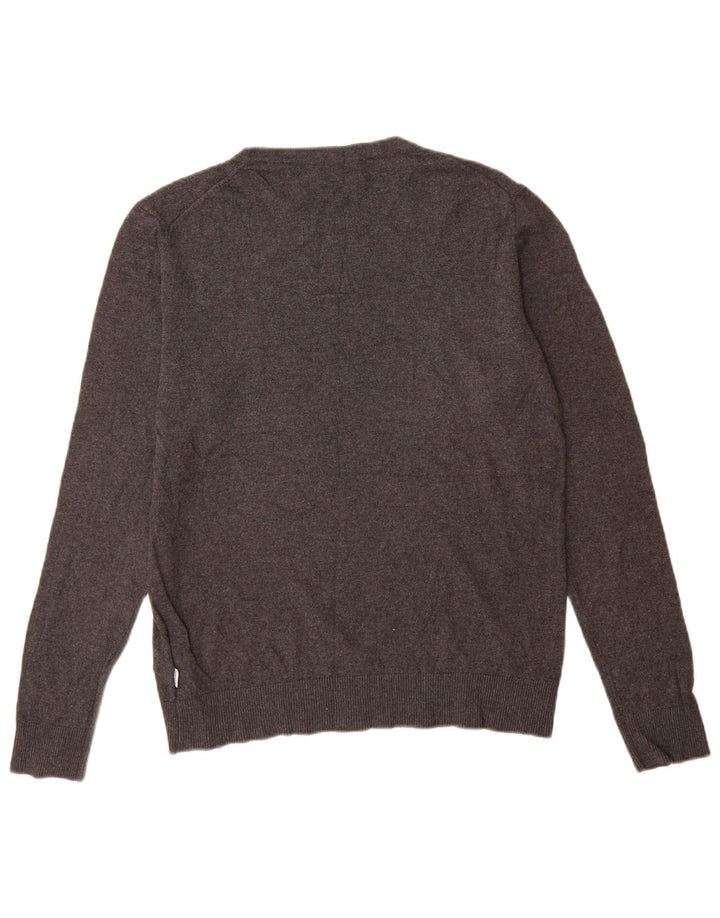 Jack & Jones Ανδρικό πουλόβερ με λαιμόκοψη μεσαίου γκρι βαμβακερό