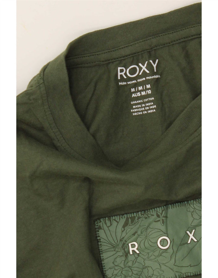 Roxy Γυναικείο γραφικό T-Shirt Top UK 14 Medium Khaki Βαμβάκι