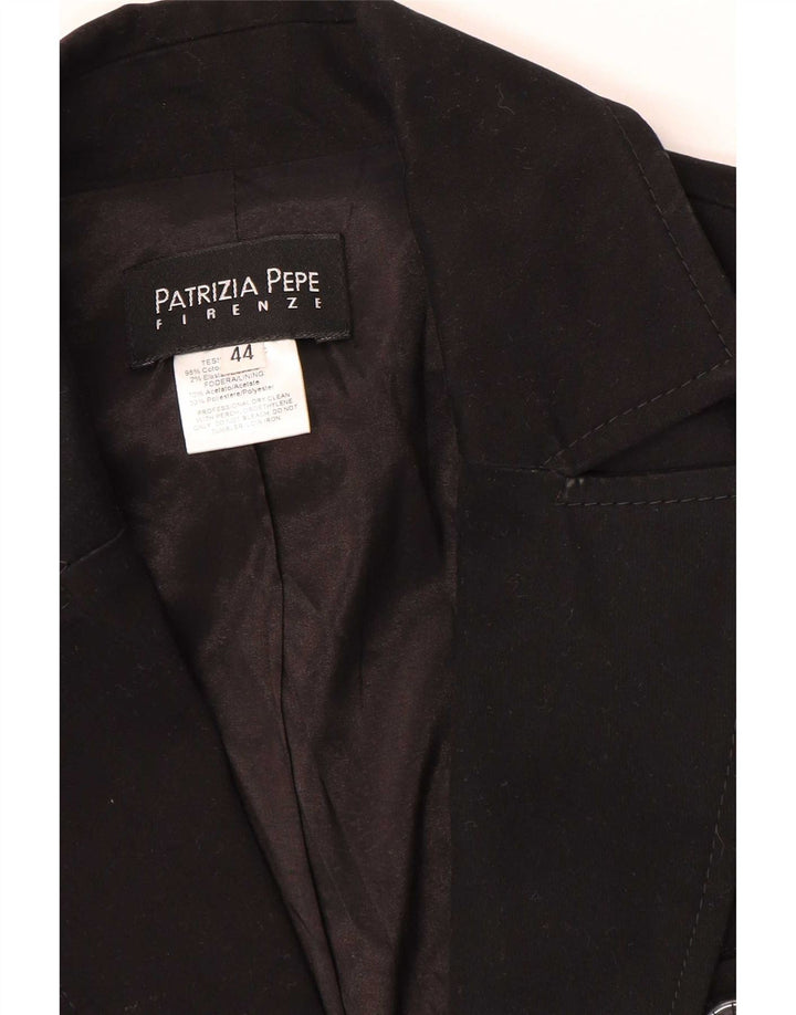Patrizia Pepe Γυναικείο Μπουφάν Blazer 2 Κουμπιών IT 44 Μεσαίο Μαύρο Βαμβακερό
