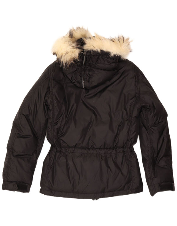 Jet Set Womens Hooded Windbreaker Jacket UK 16 Large Black Nylon