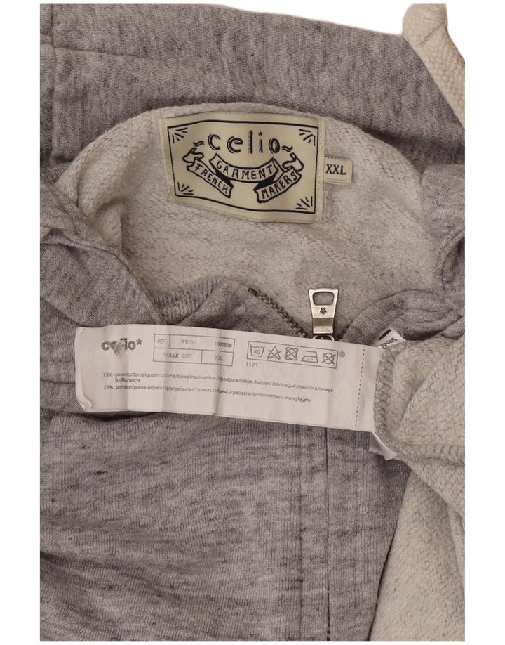 Ανδρικό πουλόβερ Celio με φερμουάρ 2XL, βαμβακερό γκρι