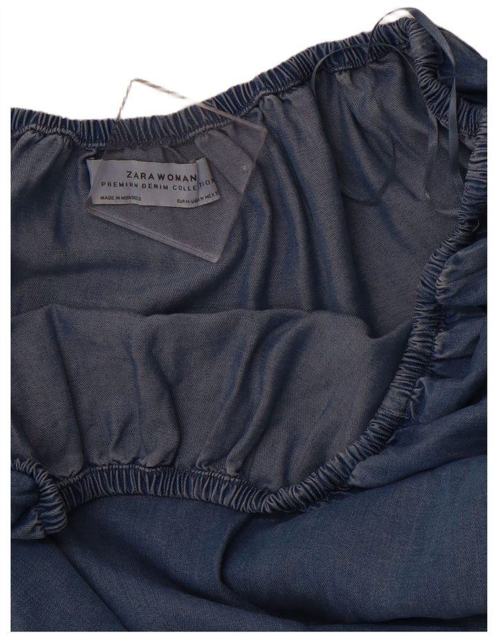 Γυναικείο 3/4 μανίκι ZARA μπλουζάκι ώμου UK 12 Medium Blue