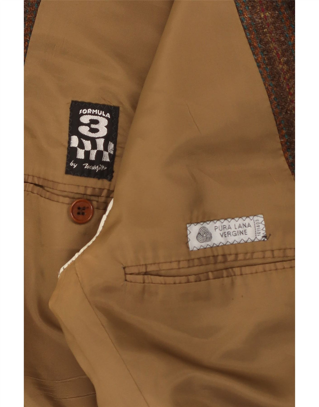 Marzotto Ανδρικό σακάκι σακάκι με 2 κουμπιά UK 36 Μικρό καφέ ριγέ παρθένο μαλλί