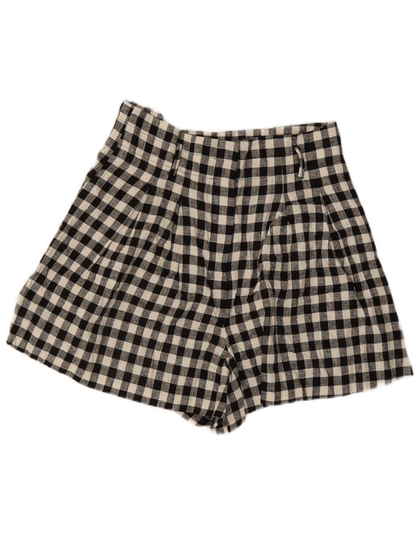 Zara Γυναικείο Φαρδύ Ψηλόμεσο Σορτς Casual μεγάλο W30 μαύρο Gingham