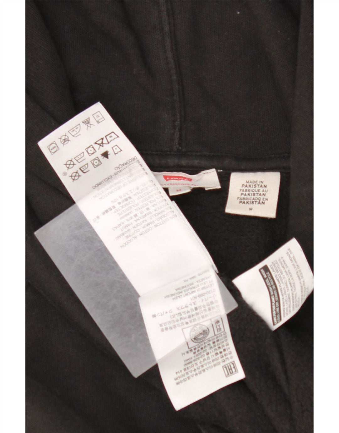 LEVI'S Γυναικείο υπερμεγέθη γραφικό κουκούλα UK 14 Μεσαίο μαύρο βαμβακερό