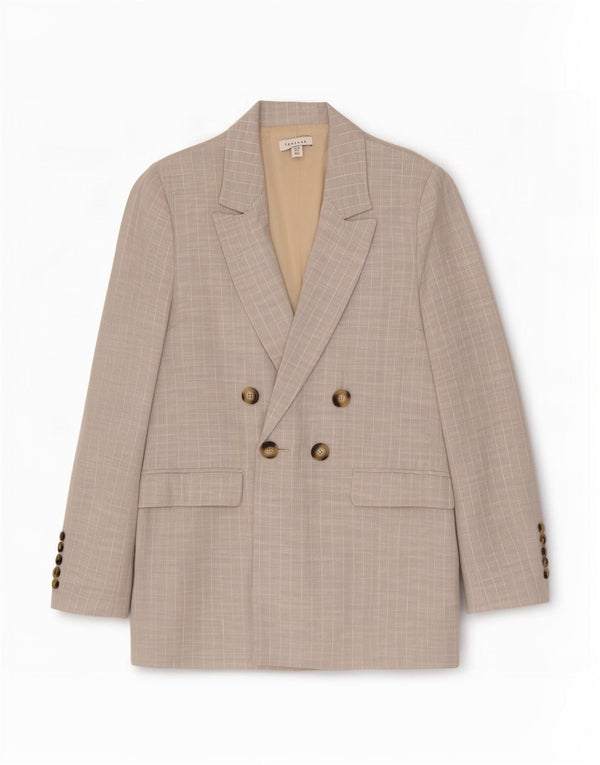 Topshop Γυναικείο Μπλέιζερ Διπλό Μπουφάν UK 12 Μεσαίων Γκρι ριγέ