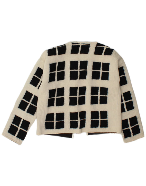 Seventy Womens Crop Open Cardigan πουλόβερ IT 42 Medium Off White Geometric