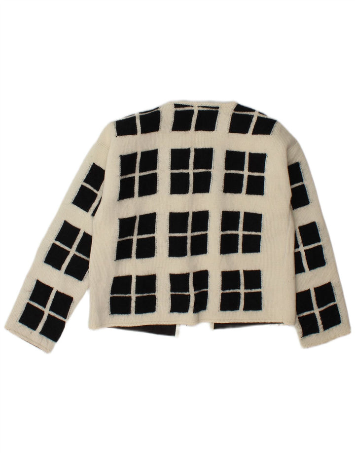 Seventy Womens Crop Open Cardigan πουλόβερ IT 42 Medium Off White Geometric