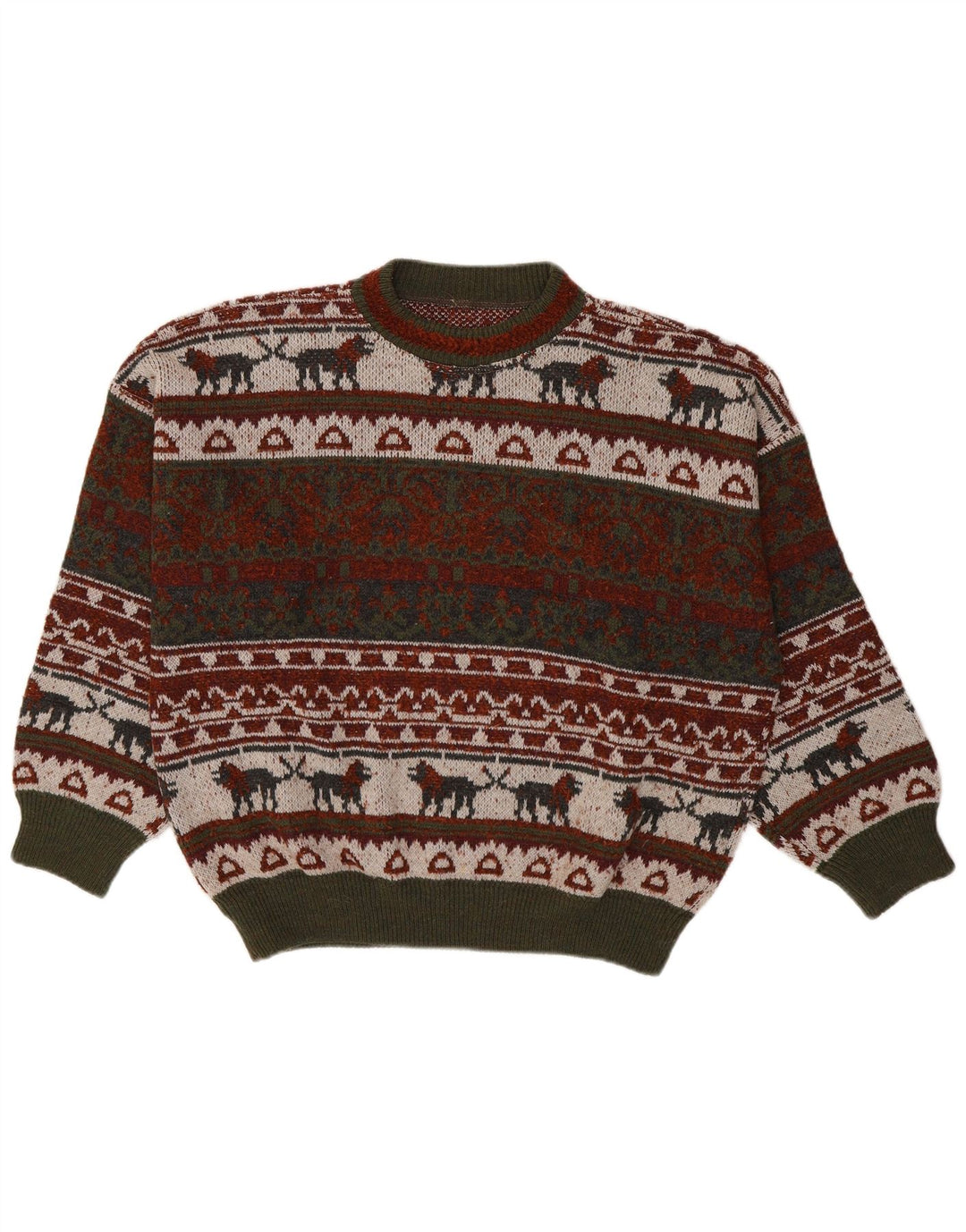 Vintage ανδρικό πουλόβερ με λαιμόκοψη XL πολύχρωμο Fair Isle
