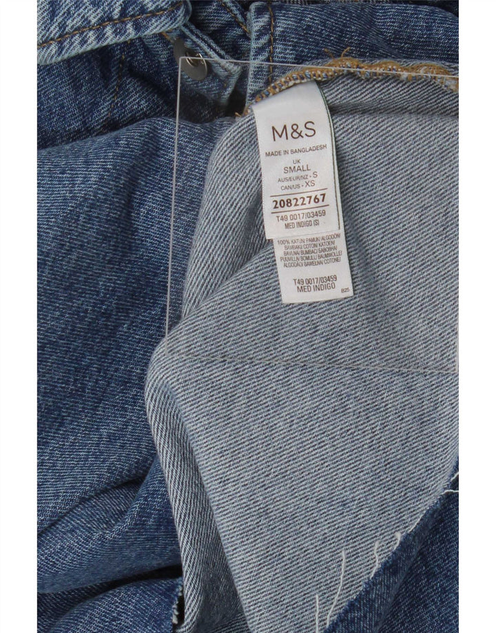 Marks & Spencer Γυναικείο Crop Oversized Τζιν μπουφάν UK 10 Small Blue Cotton