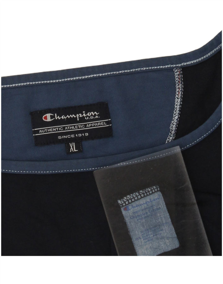 Champion Womens Top 3/4 Sleeve UK 18 XL Navy Blue Cotton