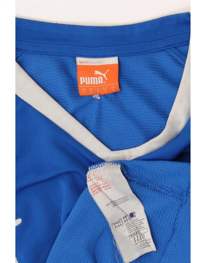 Ανδρικό T-Shirt Puma Top Large Blue Colourblock Πολυεστέρας