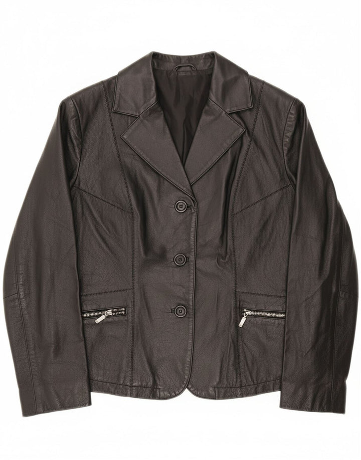 OVIESSE Womens Leather Jacket IT 44 Medium Black Leather