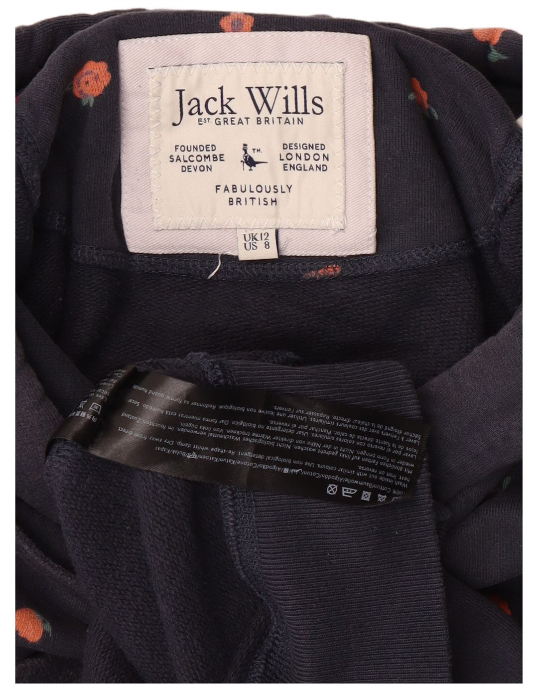 Jack Wills Γυναικείο Γραφικό Hoodie Jumper UK 12 Medium Navy Blue Cotton