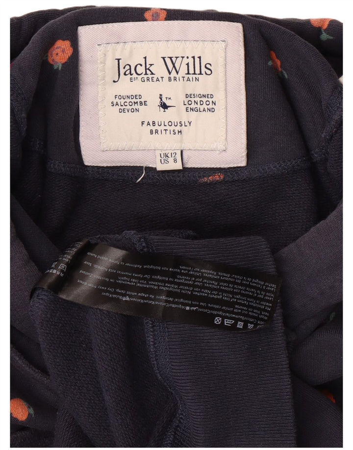 Jack Wills Γυναικείο Γραφικό Hoodie Jumper UK 12 Medium Navy Blue Cotton