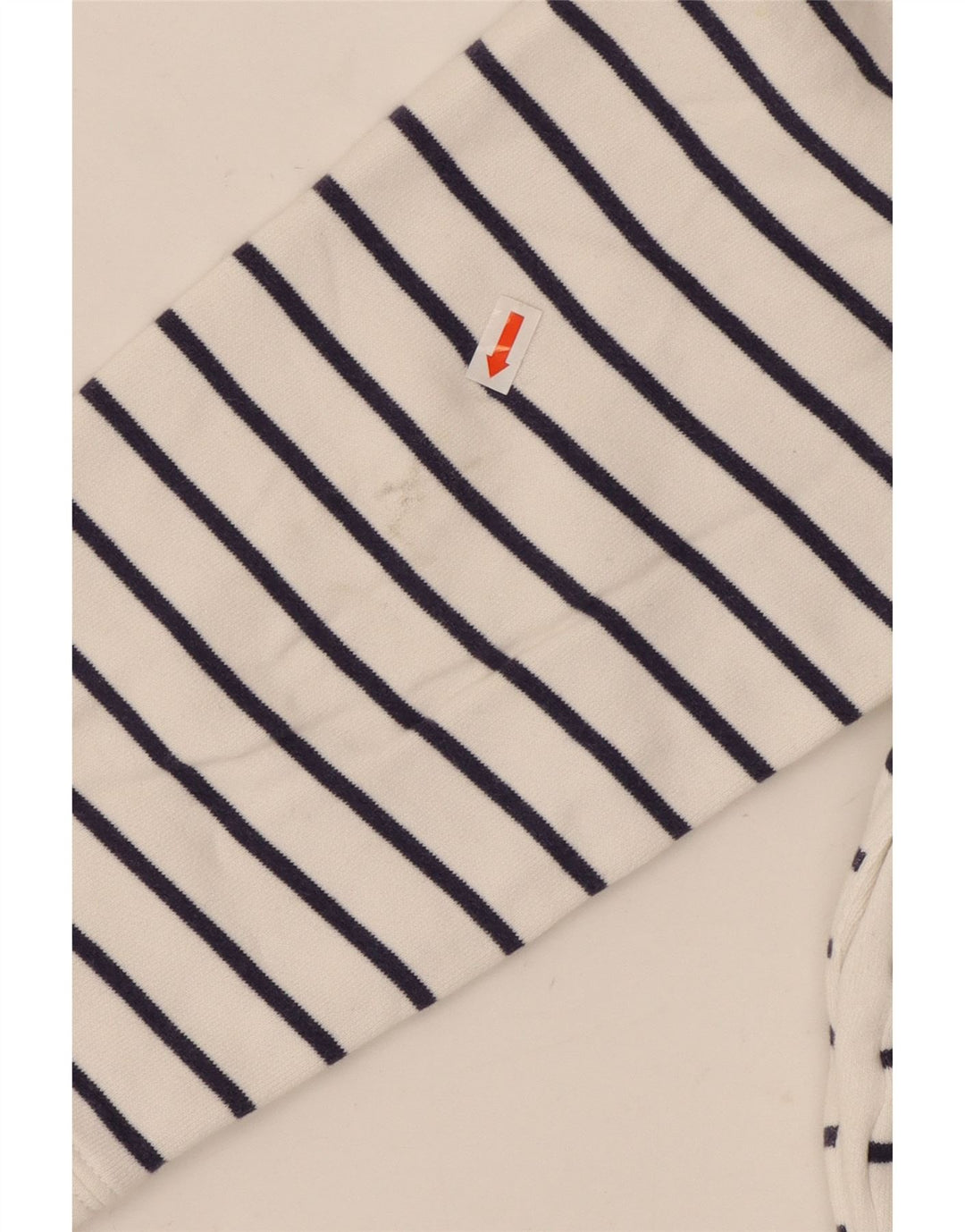 CREW CLOTHING Γυναικεία φούτερ με φερμουάρ Jumper UK 14 Large White ριγέ