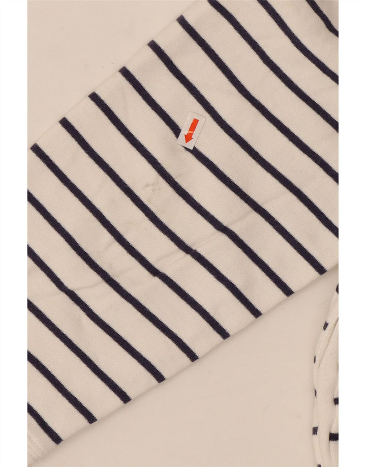 CREW CLOTHING Γυναικεία φούτερ με φερμουάρ Jumper UK 14 Large White ριγέ