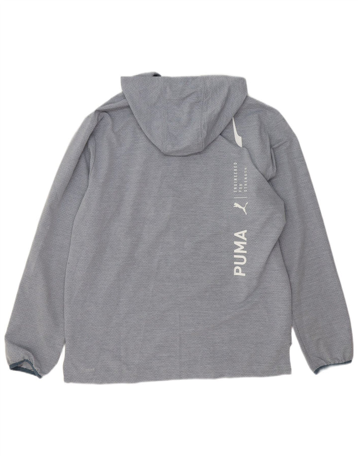 PUMA Mens Graphic Hooded Tracksuit Top Jacket Large Grey Polyester