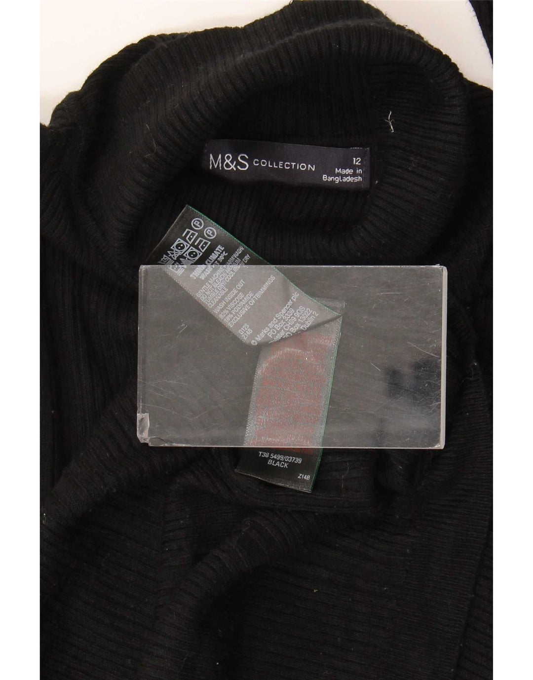 Marks & Spencer Γυναικείο πουλόβερ με ρολό λαιμόκοψη UK 12 μεσαία μαύρη βισκόζη