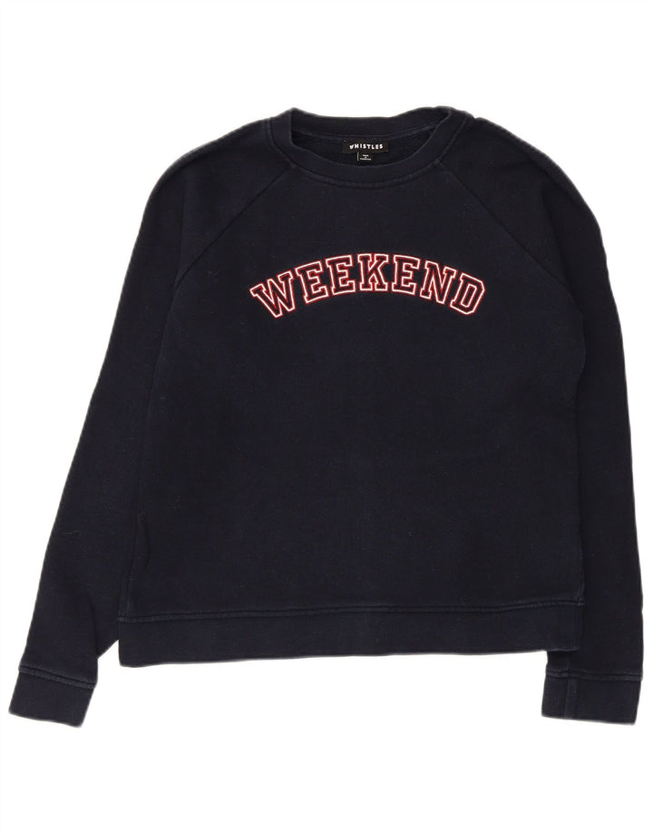 WHISTLE Γυναικεία γραφική φούτερ Weekend Jumper UK 10 Small Navy Blue