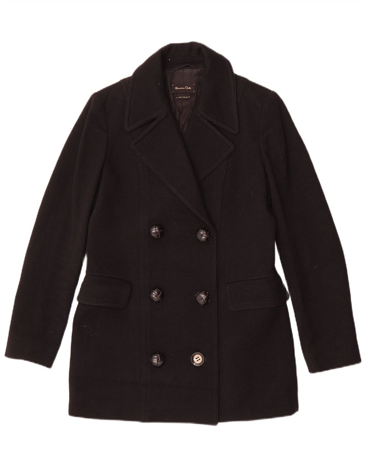Massimo Dutti Γυναικείο Παλτό με διπλό στήθος EU 38 Small Black Wool