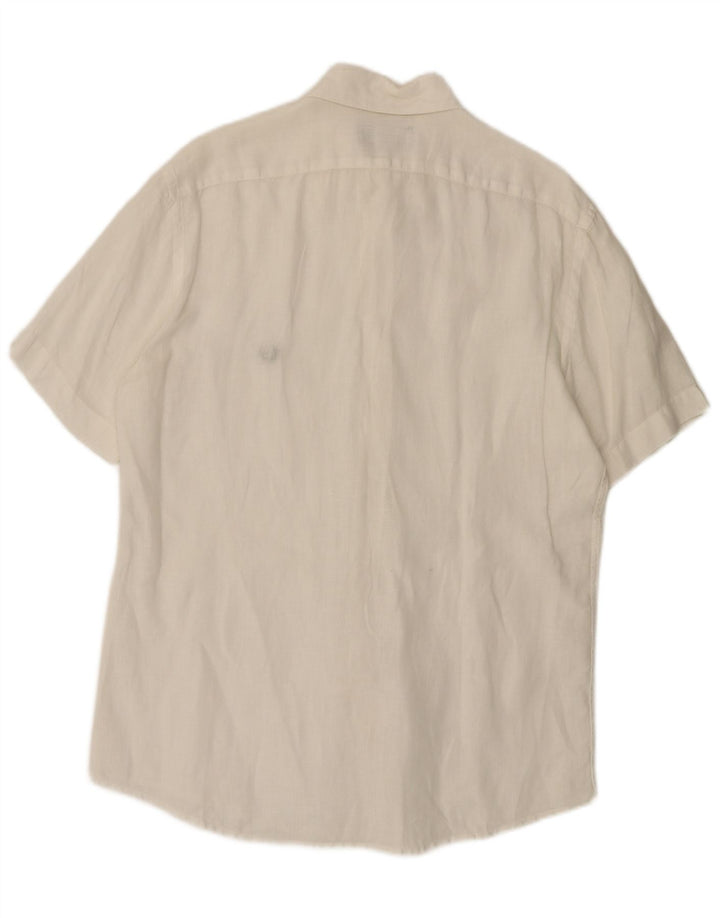 Ανδρικό κοντομάνικο πουκάμισο Fred Perry Λευκό μεσαίο λινό