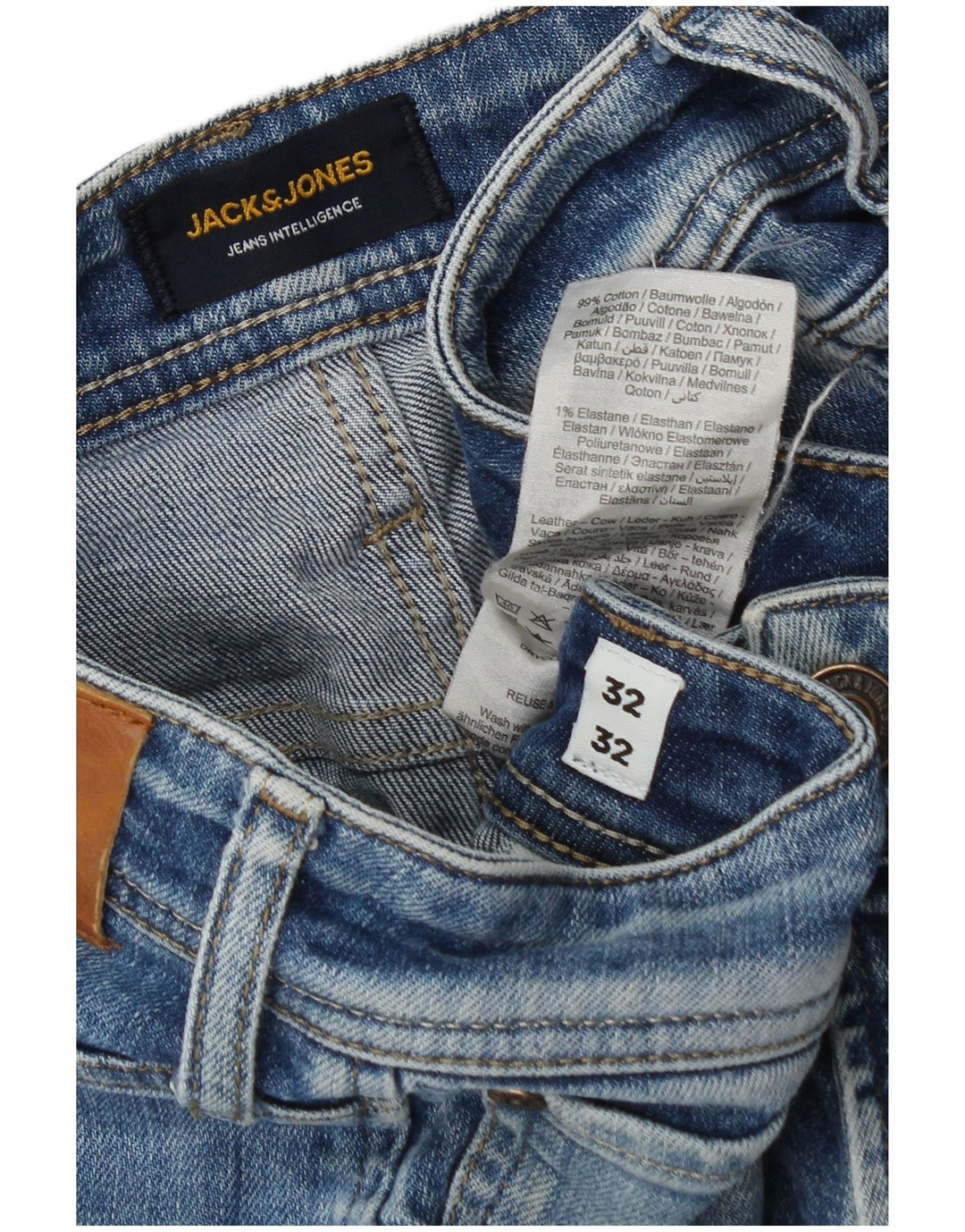 Ανδρικό Jack & Jones Distressed Straight Jeans W32 L32 Μπλε βαμβακερό