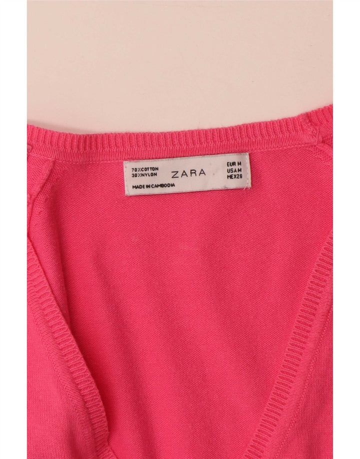 Zara Γυναικείο πουλόβερ UK 12 Ροζ Βαμβακερό