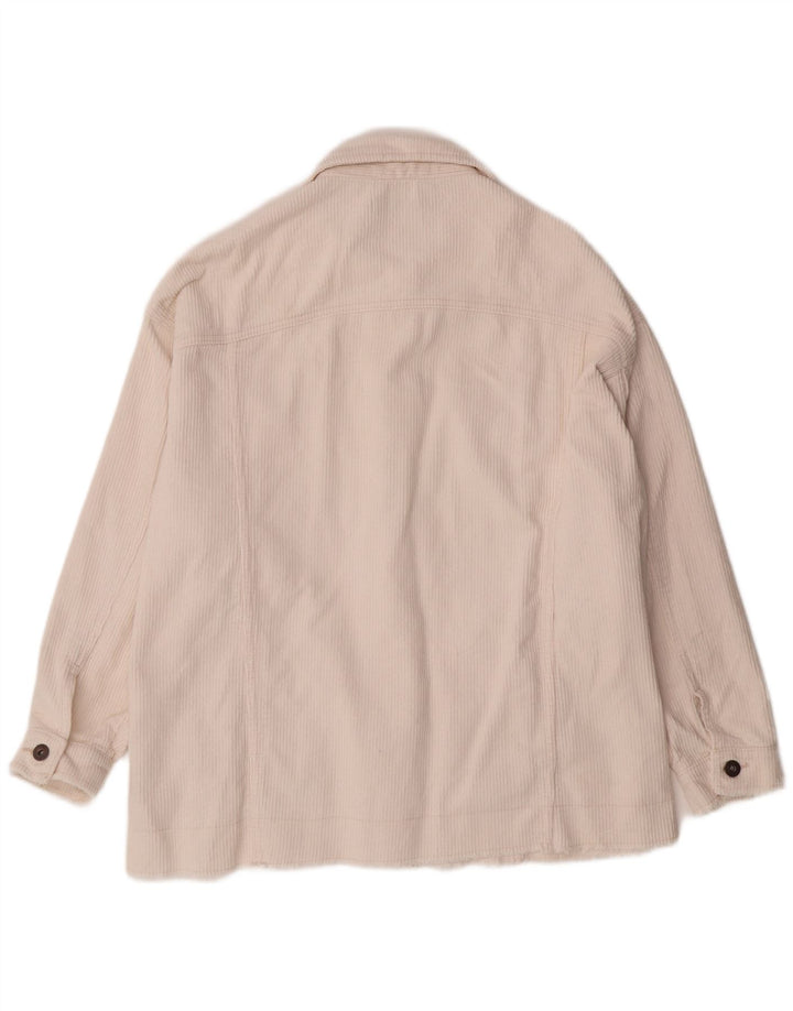 ZARA Γυναικείο Κοτλέ Μπουφάν UK 16 Large Off White Βαμβακερό