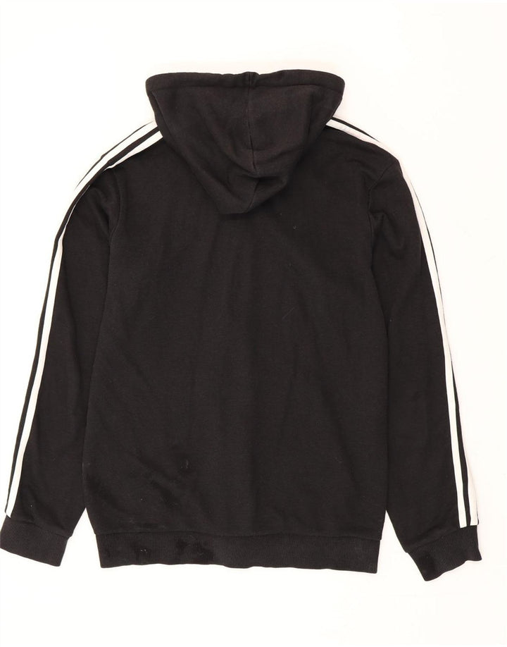 Ανδρικό πουλόβερ με κουκούλα με φερμουάρ Adidas, μεσαίο μαύρο βαμβακερό