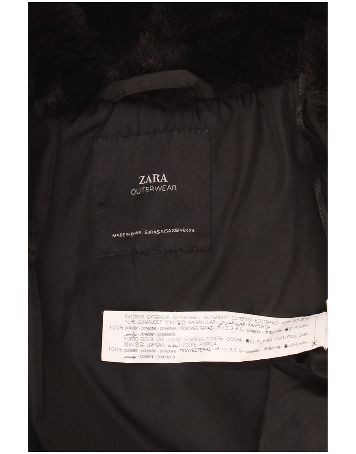 Zara Γυναικείο Μπουφάν από Faux Fur UK 6 XS Μαύρο Πολυεστέρας