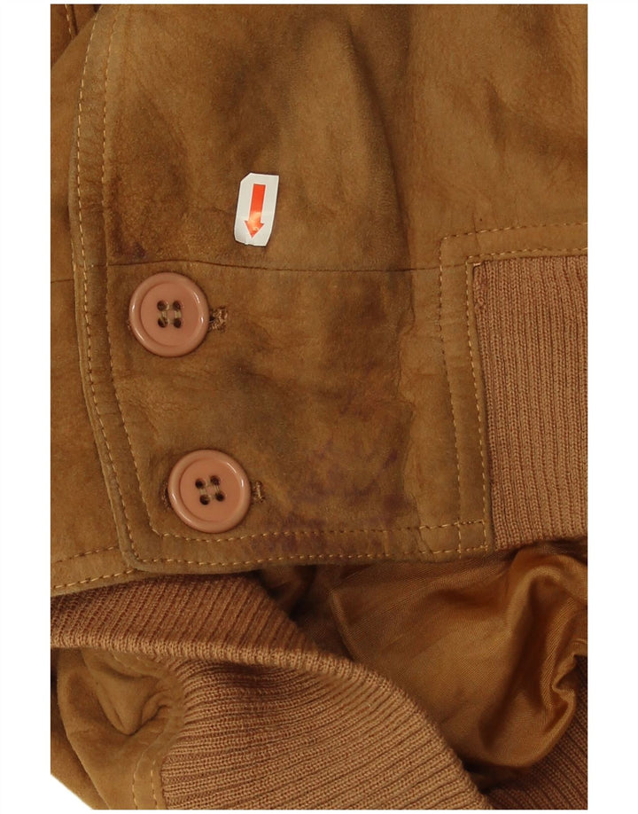 Maren Ανδρικό Suede Bomber Jacket UK 40 Large Beige Suede
