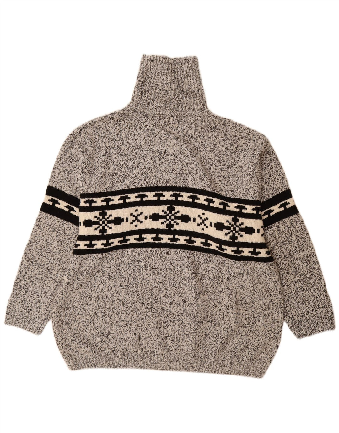 VINTAGE Ανδρικό πουλόβερ με ρολό λαιμόκοψη 2XL ακρυλικό γκρι Fair Isle