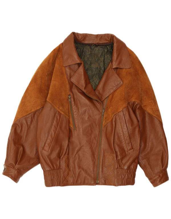 Vintage Γυναικείο Δερμάτινο Μπουφάν UK 14 Large Brown