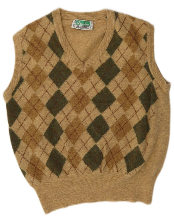 Γυναικείο φανελάκι Benetton Crop Tank Top 14 μεσαίο μπεζ Argyle/Diamond Wool