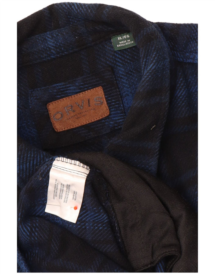 Ανδρικό φανελένιο πουκάμισο Orvis XL Navy Blue Check Cotton