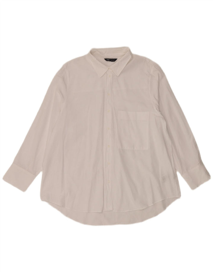 Marks & Spencer Γυναικείο πουκάμισο Oversized UK 18 XL Λευκό βαμβακερό