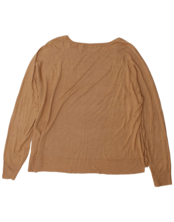 Zara Γυναικείο πουλόβερ με λαιμόκοψη UK 18 XL καφέ βισκόζη