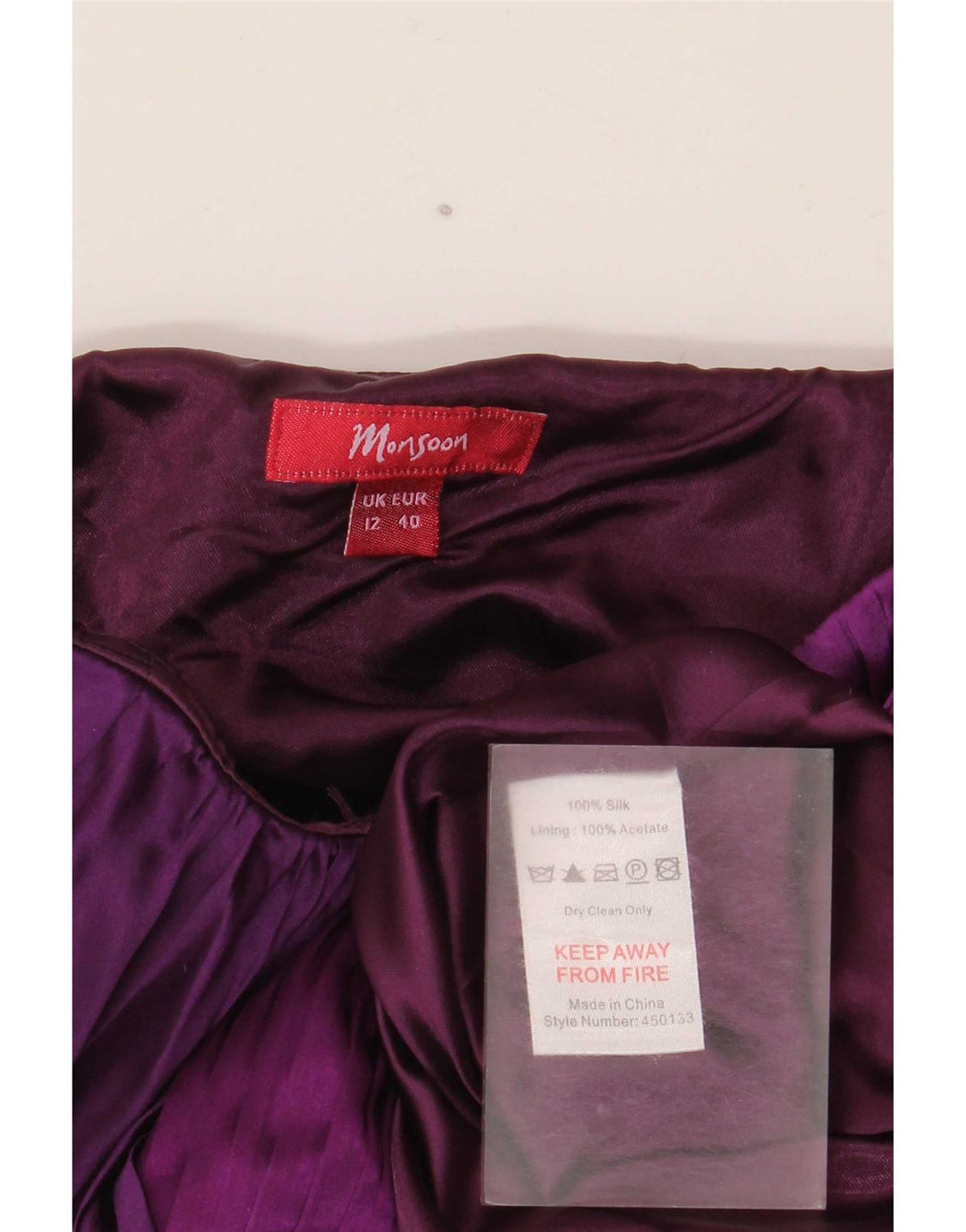 Monsoon Γυναικείο Στράπλες Φόρεμα UK 12 Medium Purple Colourblock Silk