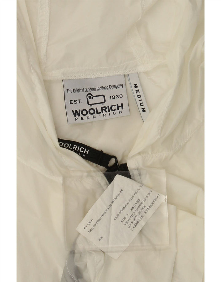 Woolrich Γυναικείο μπουφάν βροχής με κουκούλα UK 14 Medium White Nylon
