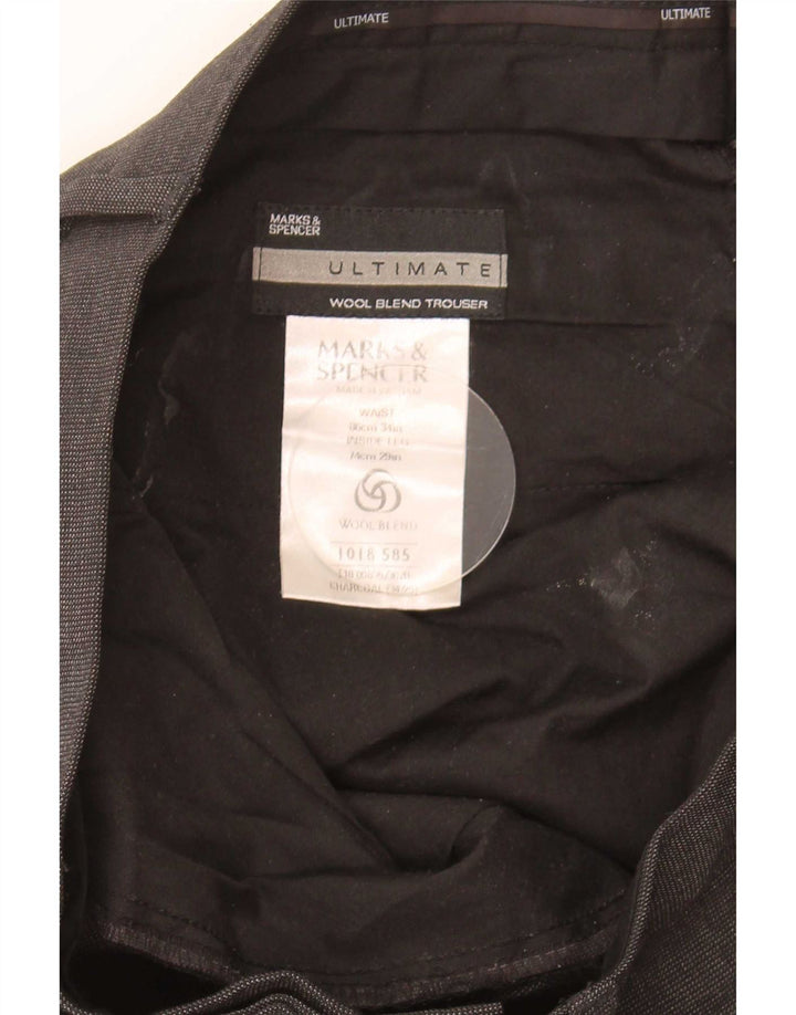 Marks & Spencer Ανδρικό ίσιο παντελόνι W34 L29 Γκρι Πολυεστέρας