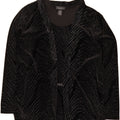 ELEMENTZ Womens Velour Long Sleeve Blouse Top UK 16 Large Black Striped Vintage Elementz and Second-Hand Elementz from Messina Hembry 