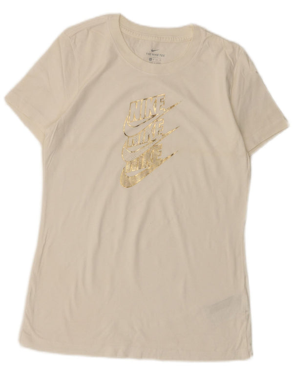 Γυναικείο γραφικό μπλουζάκι Nike UK 6 XS Λευκό βαμβακερό