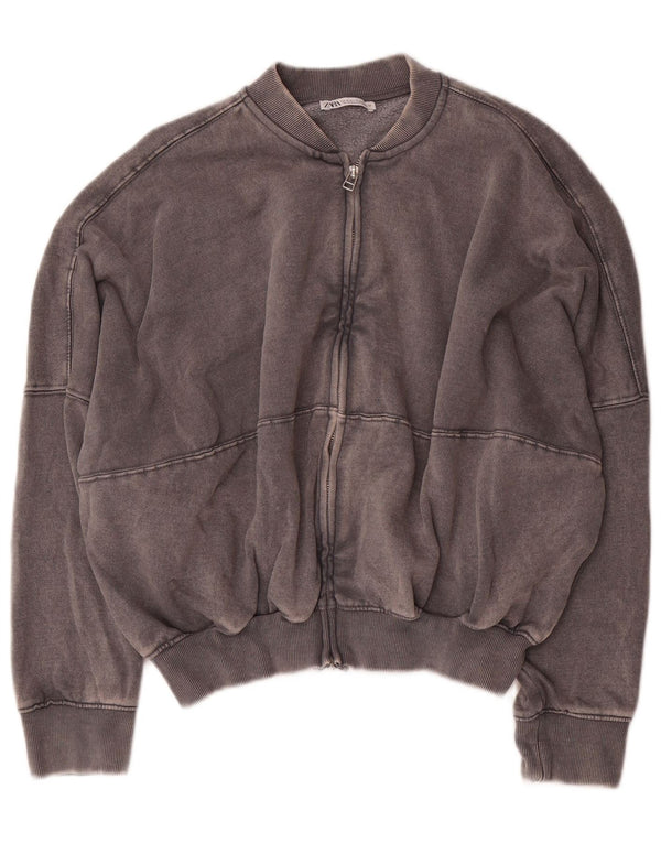 Zara γυναικεία φόρμα υπερμεγέθης μπουφάν UK 10 Small Grey Cotton